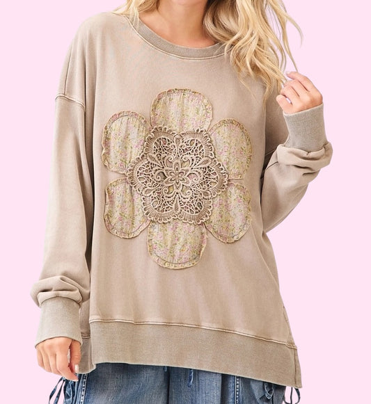 Floral Lace French Terry Top