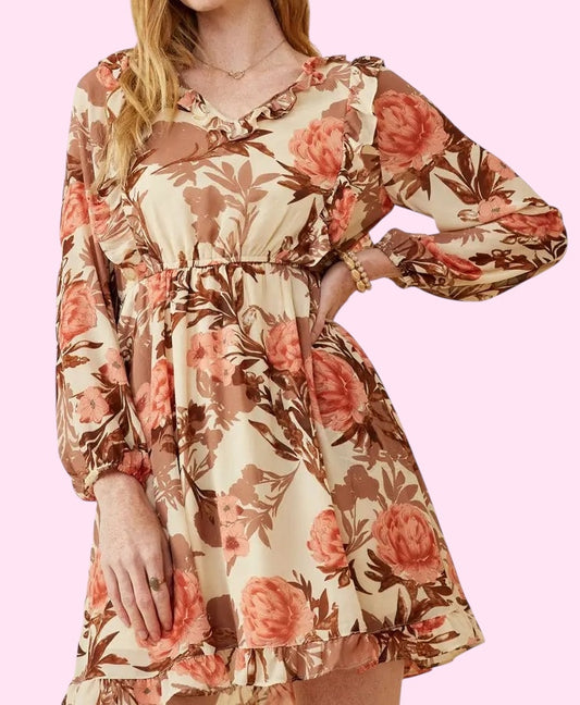 Floral Ruffle Hem Mini Dress