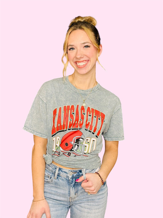 Kansas City Football Acid Washed Tee