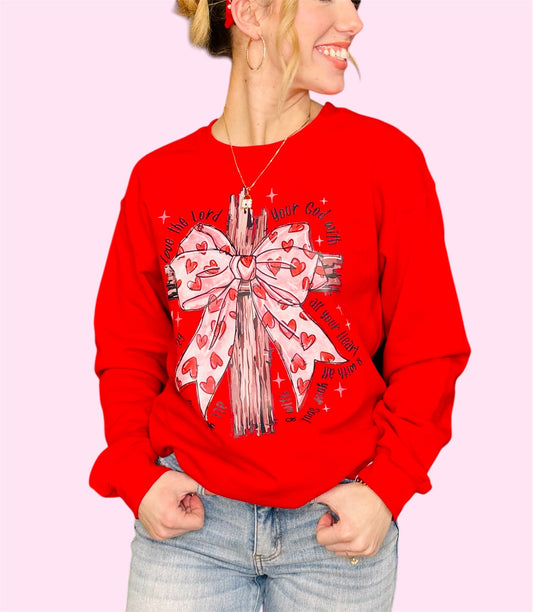 Love the Lord Valentine Bow Sweatshirt