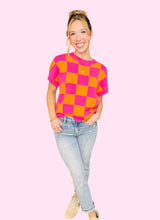 Load image into Gallery viewer, Cap Sleeve Pullover Checker Sweater Vest-Pink
