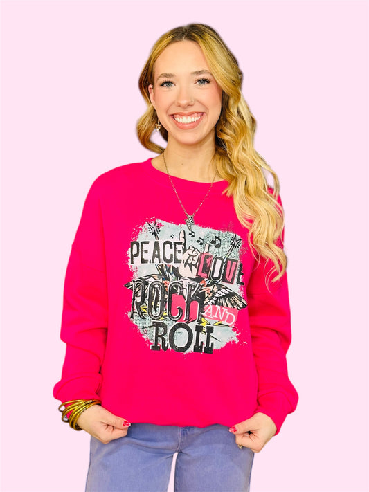 Peace, Love, Rock N Roll Sweatshirt