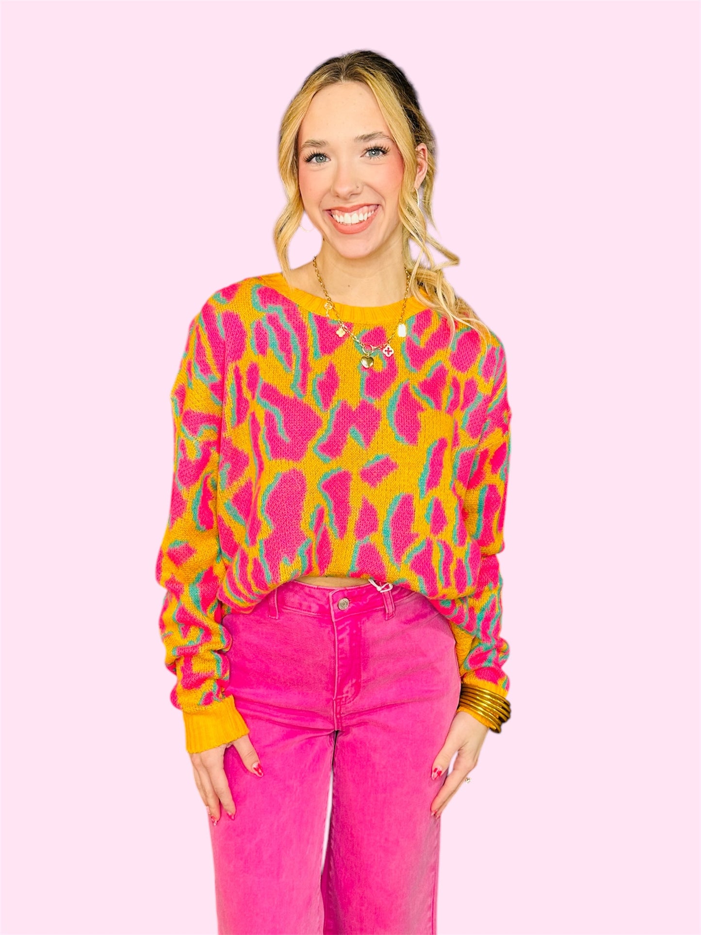 Bright Leopard Pullover Sweater