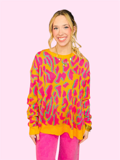 Bright Leopard Pullover Sweater