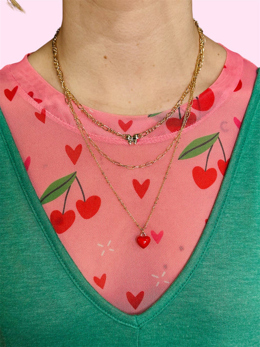 Heart & Bow Layered Necklace