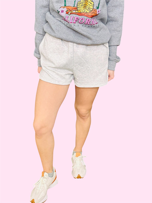 Scuba Elastic Waist Dolphin Shorts-Grey