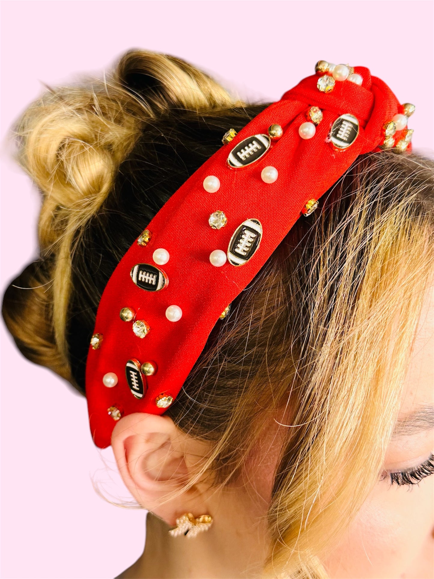 Red Football Rhinestone Headband