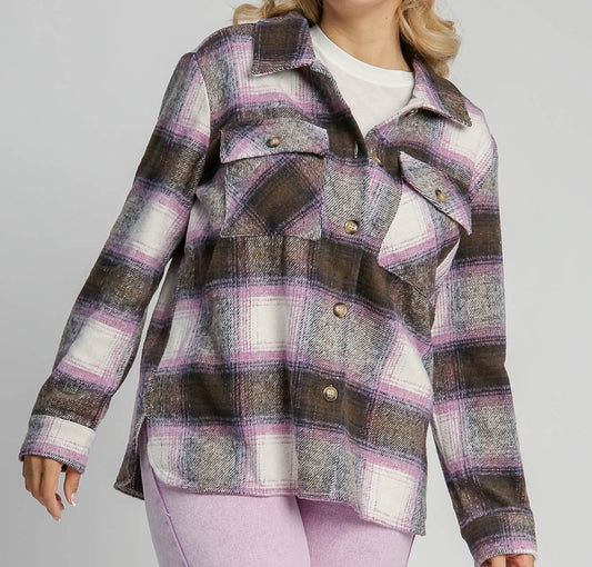 Violet/Cream Plaid Shacket