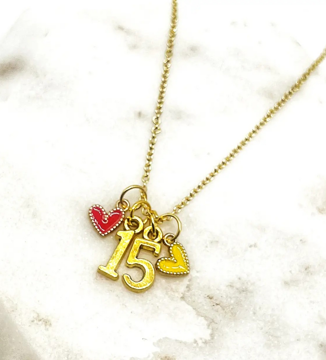 KC Chiefs Charm Necklace-Mahomes #15