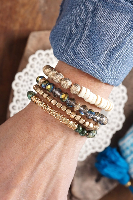 Metallic Jewel Tone Bracelet Set