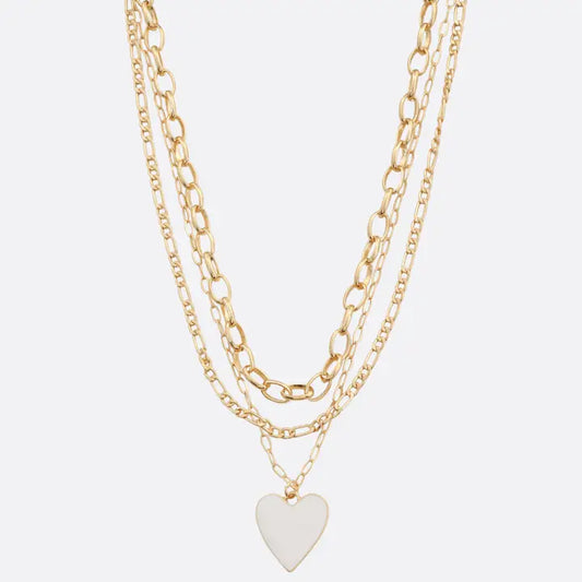 Layered Gold Heart Pendant Necklace