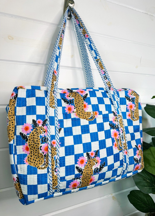 Blue Jaguar Checkered Weekender