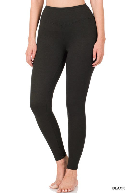 Soft Microfiber Full Length Leggings-Black