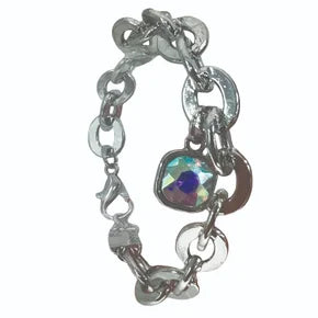 Silver Chunky Chain Bracelet w/Charm