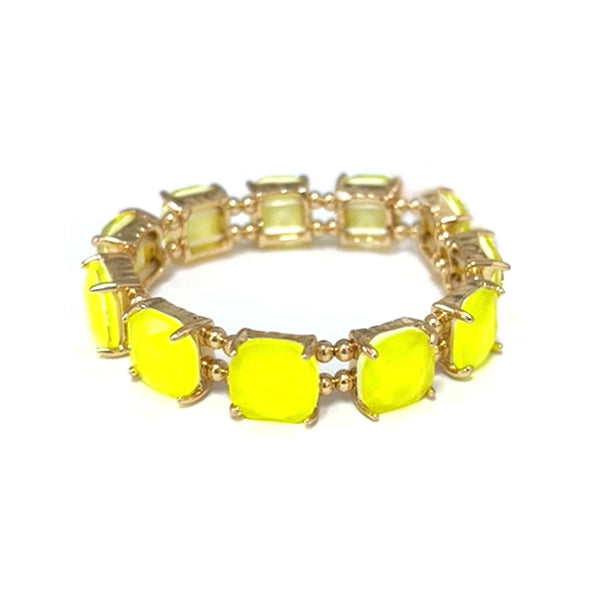 Golden Hour Sparkle Stretch Bracelet- Neon Yellow