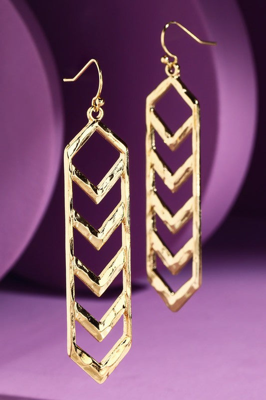 Metal Chevron Drop Earrings