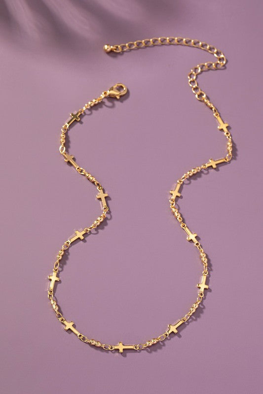 Cross Choker Chain Necklace