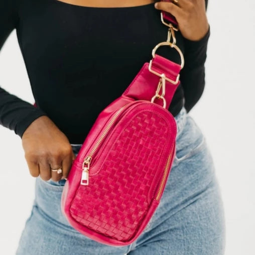 Woven Sling Bag-Fuchsia