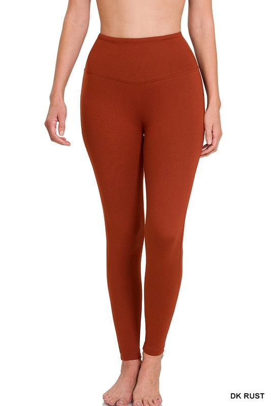 Buttery Soft Microfiber Full Length Leggings-Dk. Rust