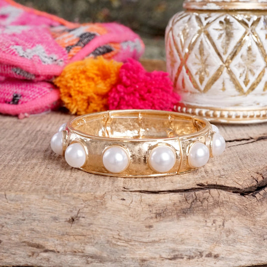 Statement Bangle- Pearl