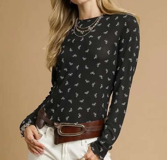 Lightweight Bow Print Top