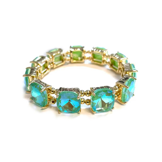 Golden Hour Sparkle Stretch Bracelet-Neon Mint AB