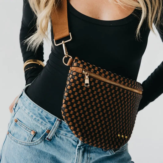 Checkered Chic Bum Bag – Caramel & Black
