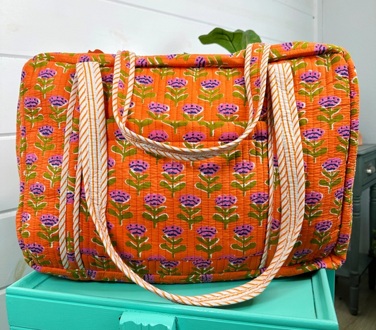 Orange Floral Weekender