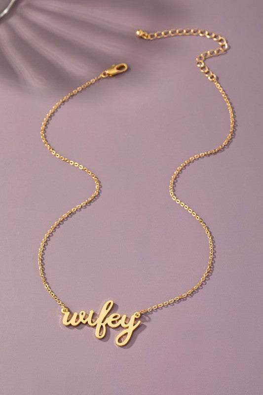 Wifey Necklace-Gold