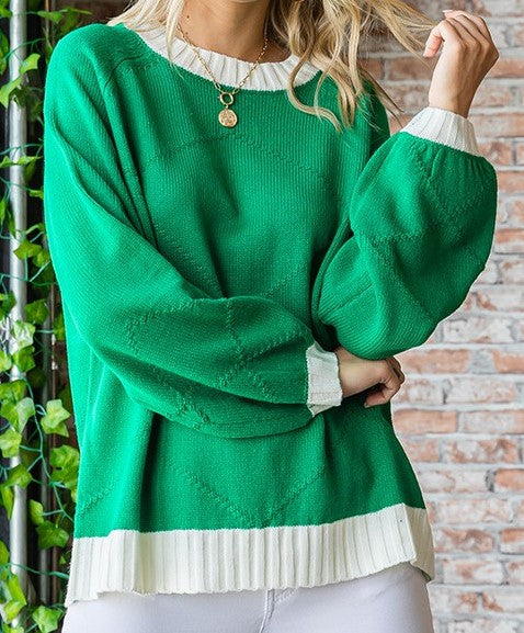 Long Sleeve Jaquard Knitted Sweater