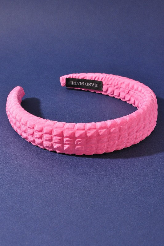 Check Embossed Headband-Pink