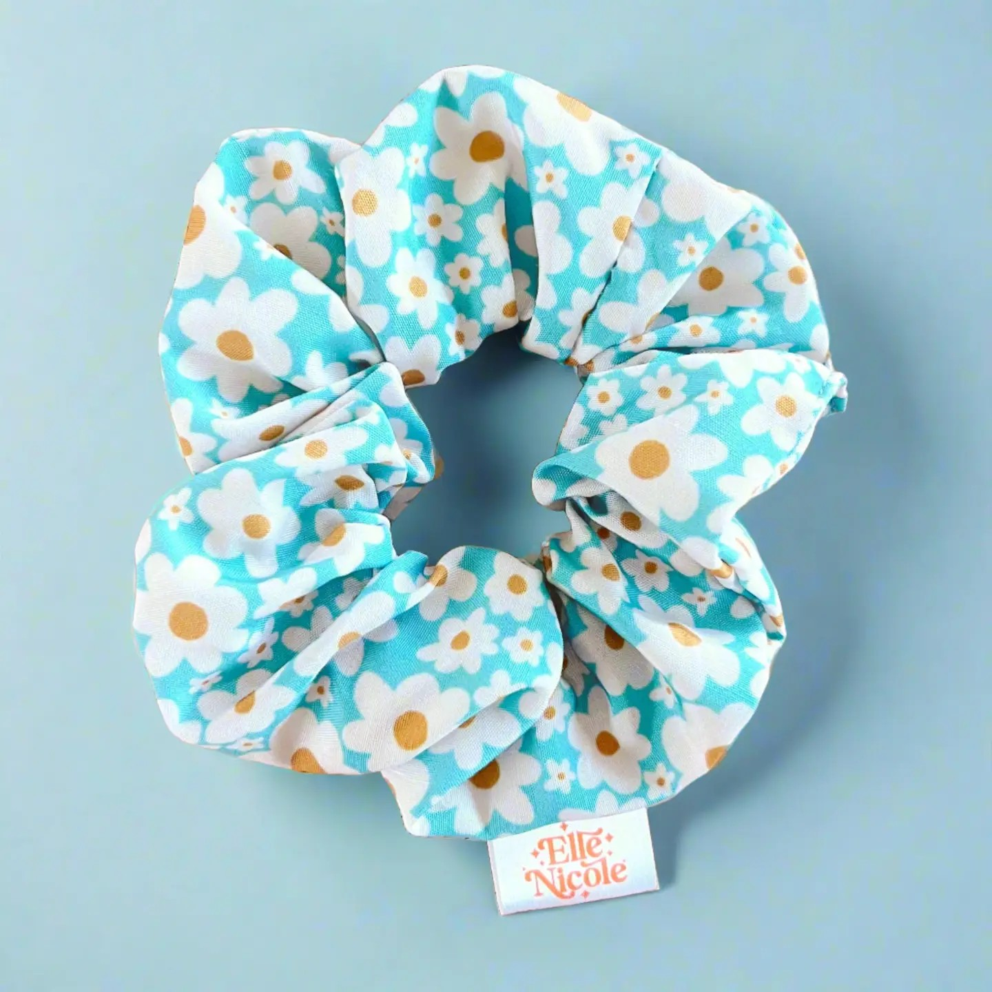 Hair Scrunchie-Blue Daisy