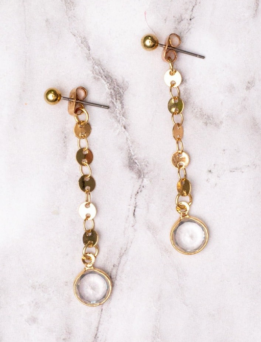 Making Memories Gold/Crystal Dangle Earrings