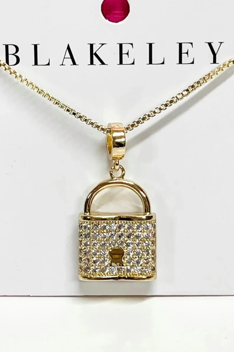 Gold Rhinestone Locket Necklace