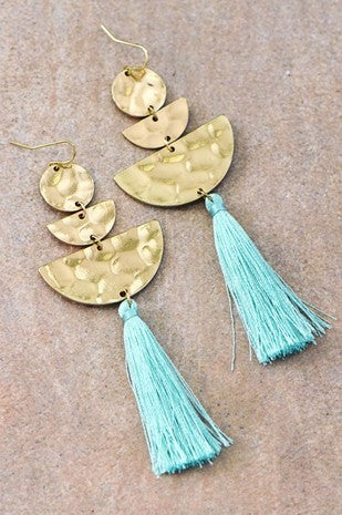 Mint Tassel Drop Earrings