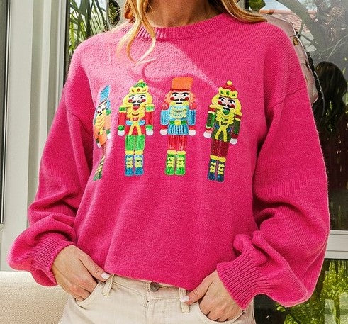 Sequin Nutcracker Pullover Sweater