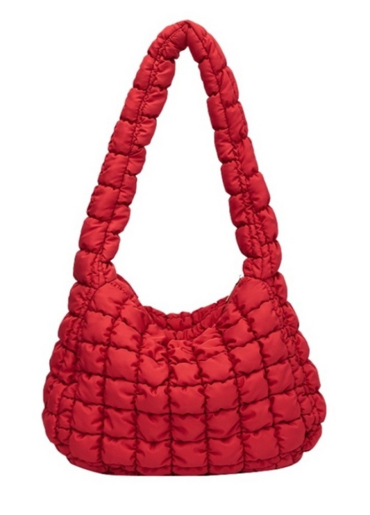 Puff Quilted Crossbody-Red