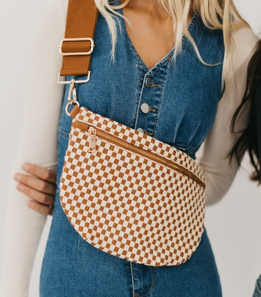 Westlyn Woven Bum Bag-Tan Check