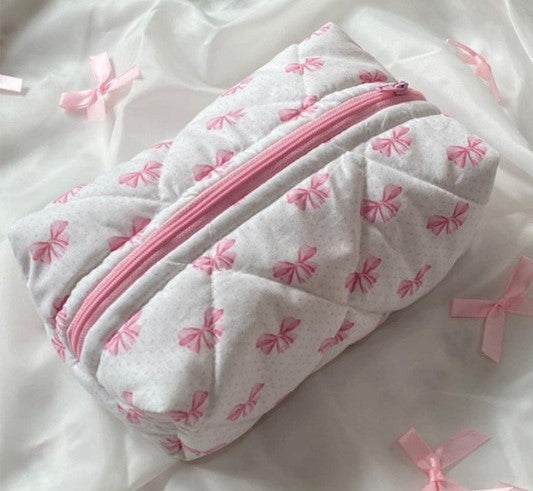 Pink Bow Pattern Cosmetic Bag