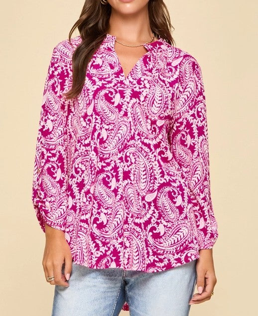 Dear Scarlett-E008 Pink Paisley Top