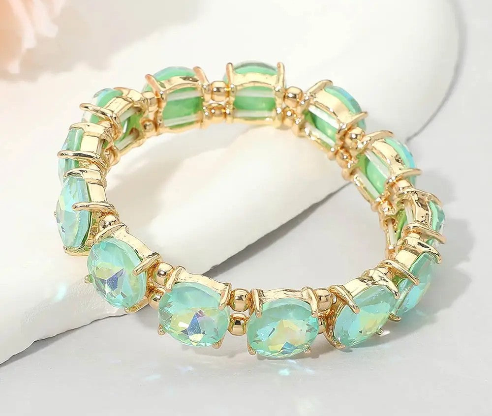 Round Stone Beaded Stretch Bracelet-PMT
