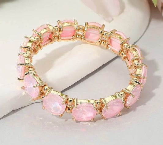 Round Stone Beaded Stretch Bracelet-PPK