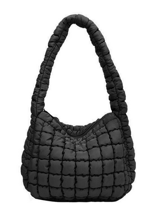 Puff Quilted Crossbody-Black