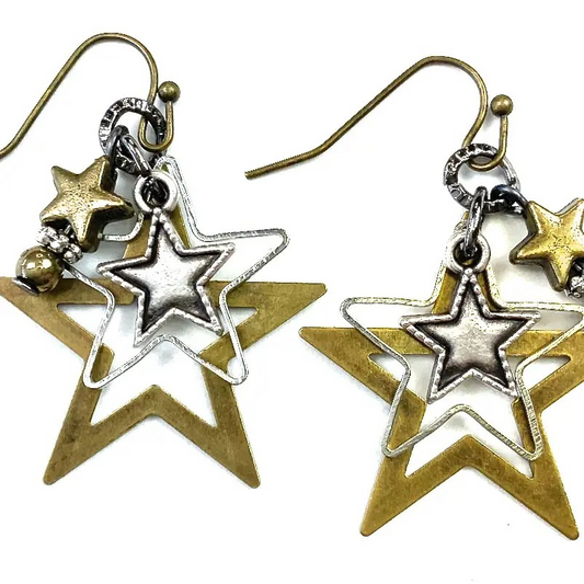 Mixed Metal Star Cluster Earrings