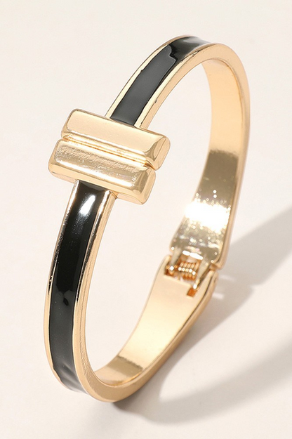 Metal Bar Enamel Hinged Bracelet