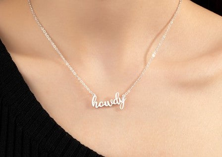 Howdy Pendant Necklace-Silver
