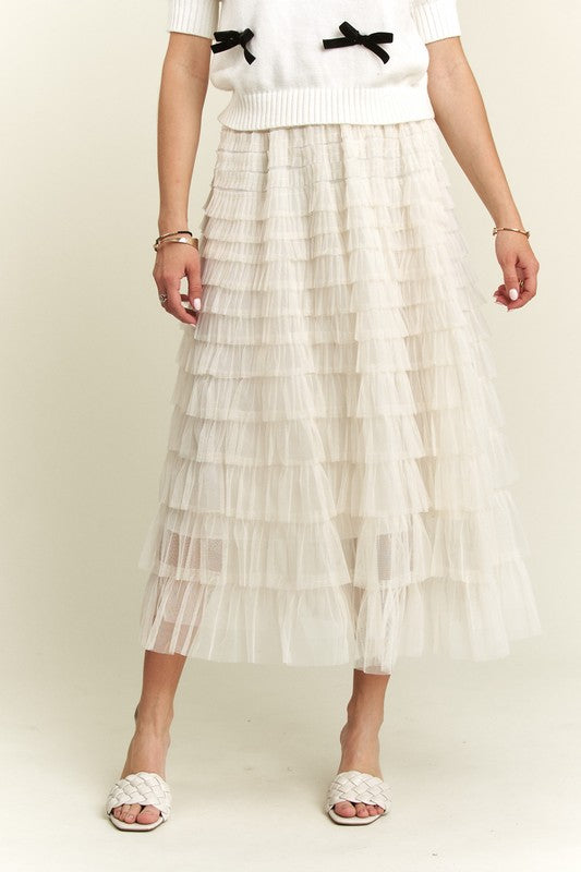 Tiered Mesh Skirt w/Lining