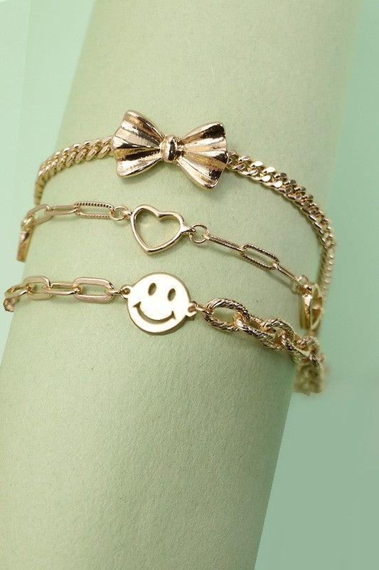 Multi Layer Bow/Smiley Bracelet