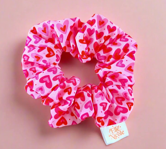 Hair Scrunchie-Pink Hearts