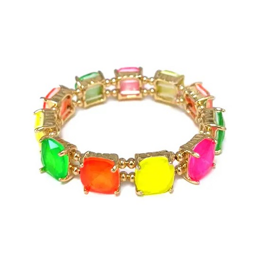Neon Cut Glass Stretch Bracelet
